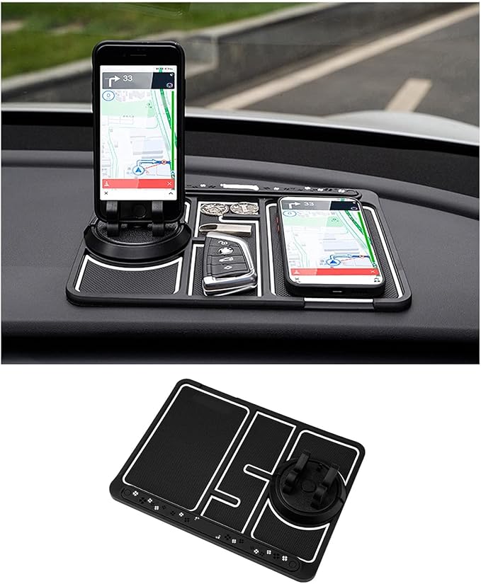 Non-slip Phone Pad for 4-in-1 Car, 2023 New Cool Glow in the Dark Car Dashboard Phone Mat with Temporary Car Parking Card Num