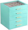 Frebeauty Clear Lid Jewelry Box,5-Layer Jewelry Organizer with Drawer,PU Leather Jewelry Organizers and Storage,Jewelry Boxes