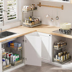 Under Sink Organizer, High Adjustable 2 Tier Under Kitchen Sink Organizer, Multi-Purpose Storage Shelf for Kitchen Bathroom C