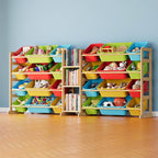SpaceAid Large Toy Storage Organizer with 24 Bins and 3 Shelves, Toy Organizers Storage Bookshelf, Kids Bin Shelf Box Bookcas