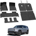 LASFIT Floor Mats&Trunk Mat&Backrest Mat for Rivian R1S 2025, TPE All Weather Floor Mats Custom Fit Floor Liner&Cargo Mat for R1S 2025 1st & 2nd & 3rd Row Full Set Car Mats and Cargo Liner