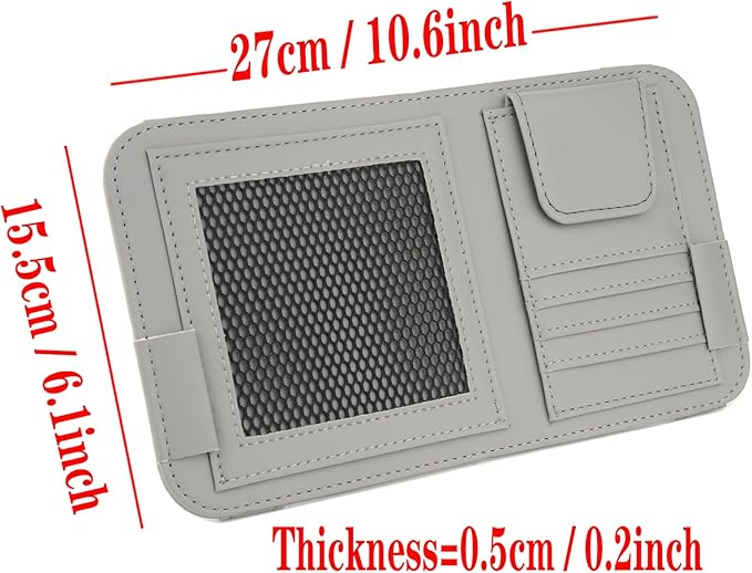 Leather Sun Visor Organizer for Truck, Sunglasses Holder, Cards Sleeve Pockets Organizer, Visor Document Holder for Registration License, Drving License, Insurance, Cards, Pen, Key