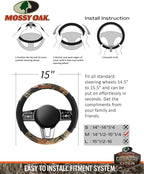 Mossy Oak Steering Wheel Covers for Car, Truck, and SUV, Universal 15 inchs Durable Steering Wheel Cover Protection, Official Licensed Product