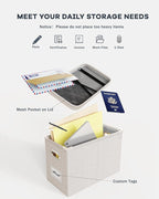 Oterri File Organizer With Lid, Hanging Filing Box With Mesh Pocket, Document Organizer for Letter Files, Portable Storage Wi