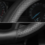 SEG Direct Steering Wheel Cover 14.5-15 inch (37-39 cm) Medium Size, Microfiber Leather, Non-Slip Comfortable Grip, Fits Cars