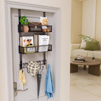 HapiRm Over The Door Hanger with Coat Hooks and 2 Baskets, Rustproof & Waterproof Over The Door Hooks, Storage Organizer for 