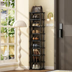 Vertical Shoe Rack - Tall Narrow Shoe Rack Organizer for Small Spaces,17 Tier Bamboo Shoen Shelf for Entryway,Closet,Corner,D