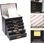 BOOVO Jewelry Boxes for Women, White and Black 6 Layer Large Jewelry Box for Necklace, Bracelet, Earrings, Rings Storage, Jew