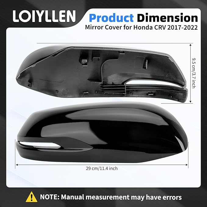 Passenger Side Mirror Cover Replacement for Honda CRV 2017 2018 2019 2020 2021 2022 - Right Side Mirror Covers, Rear View Mirrors Cap Accessories Black, With Lamp