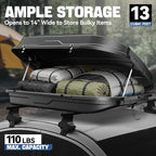 Auto Dynasty Roof Top Mount Car Storage Travel Luggage Box Cargo Carrier, 56.3 (L) x 36.8 (W) x 16.25 (H) Inches, Capacity 110 Pounds, 13 Cubic Feet (Tool-Free Install), Textured Black Finish