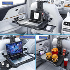 Car Back Seat Tray with Extendable Table, Car Desk for Laptop with Phone Holder, Foldable Trays for Eating & Working, Car Travel Tray Table for Rear Passenger