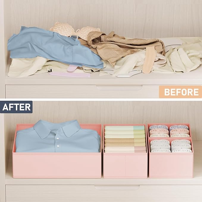 DIMJ Drawer Organizer Clothes 28 Pack - Foldable Baby Organizers and Storage Dresser Organizer for Bedroom, Closet Nursery Or
