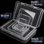 28 Pack Mixed Sizes Rectangular Mini Plastic Containers Clear Plastic Storage Boxes with Hinged Lids and Labels Empty Beads O