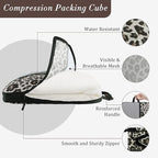 U+U 10 Set Compression Packing Cubes - Ultralight Leopard Travel Organizers with Laundry Bag, Space-Saving Suitcase Organizer
