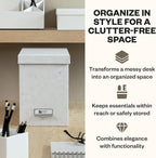Bigso John Fiberboard Label Frame Desktop File Storage Box - Document Organizer for Important Paperwork - Durable Hanging Fil
