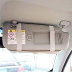 Da by Car Visor Organier Truck SUV Sun Visor Storage Pocket PU Leather Pouch Holder with Multi-Pocket Double Zipper Net Pocket, for Cards Pens Sunglasses Document (Cream Grey)