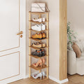 LUCKNOCK Vertical Shoe Rack, 8-Tier Tall Narrow Shoe Organizer for Entryway, Closet, Dorm & Small Spaces, Freestanding Wooden