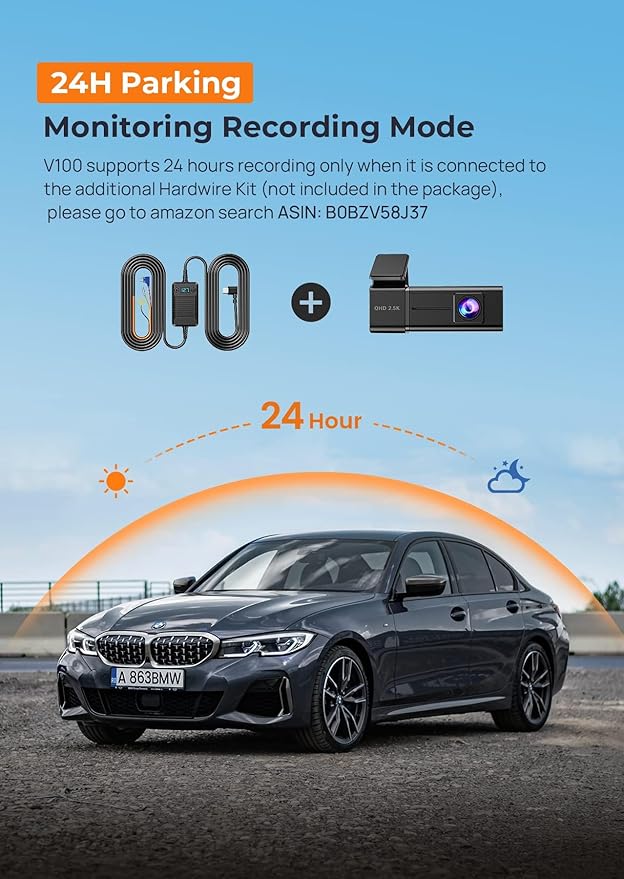 Dash Cam, 2.5K WiFi Dash Camera for Cars, E-YEEGER Mini Dashcam with App, Front Car Camera, G-Sensor, Loop Recording, Night V