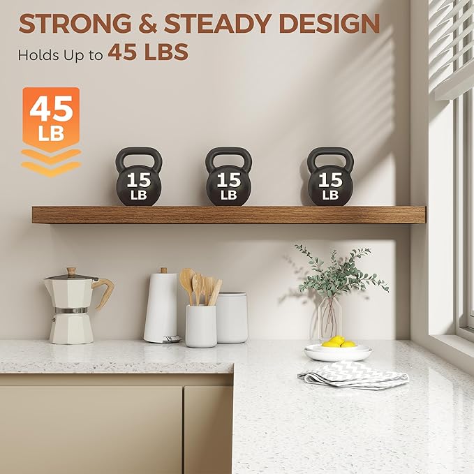 Dreamland 48 Inch Floating Shelves for Wall,8 Inch Deep Floating Shelves,48" W x 8" D Wall Shelves for Bedroom,Living Room,Ki
