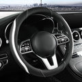 Car Steering Wheel Cover, Leather Steering Wheel Cover White Universal 14.5-15 Inch Microfiber Leather Anti-Slip Breathable A