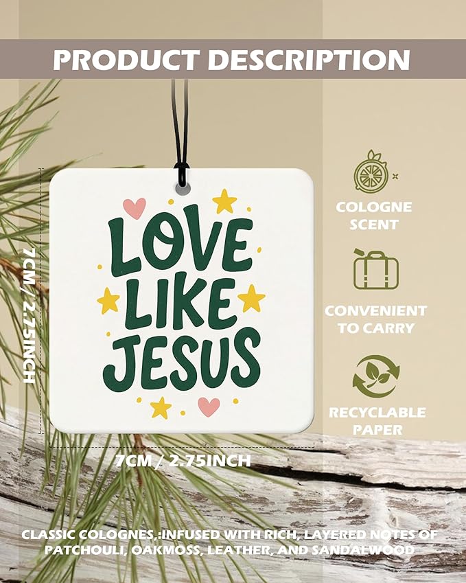 Sage Green Christian Square Citrus Car Air Freshener 4 Pcs, Green Coquette Bow Religious Hanging Air Freshener for Cars Bathr