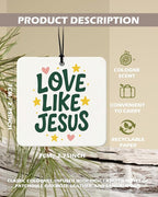 Sage Green Christian Square Citrus Car Air Freshener 4 Pcs, Green Coquette Bow Religious Hanging Air Freshener for Cars Bathr