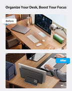 AboveTEK Vertical Laptop Stand, 3 Slots Aluminum Desk Laptop Holder & Laptop Docking Station Stand for MacBook, Tablet, Phone - Universal Fit (Up to 17.3") - Heavy Duty Polished, Anti Slide - Grey