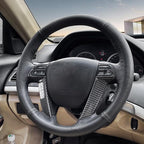 Carbon Fiber Style Steering Wheel Trim Cover Frame ABS Decal Interior Moulding AccessoriesFit for Honda Accord 2008 2009 2010 2011 2012 (Button on The Left Side)