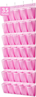 SAVERHO 35 Pockets Over the Door Shoe Organizer, Hanging Shoe Organizer for Door with 35 Mesh Pockets Large Capacity Shoe Han