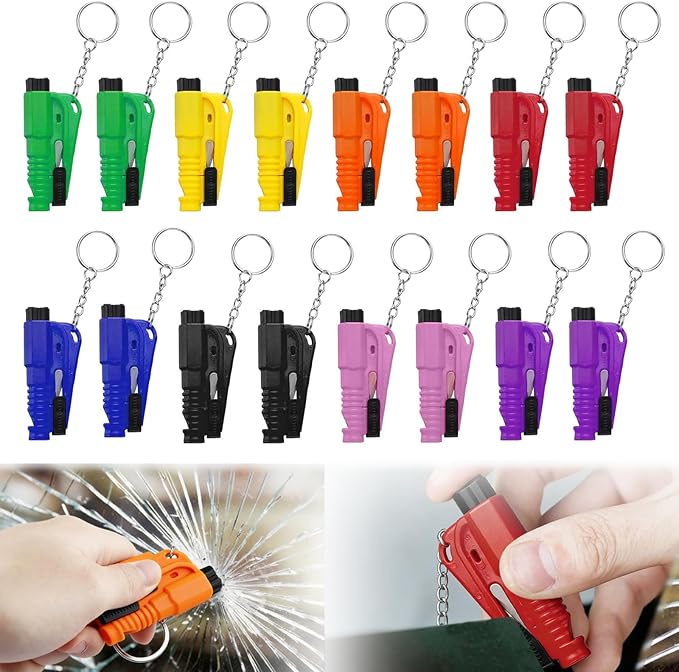16 Pcs Car Window Breaker Seatbelt Cutter- 3 in 1 Glass Breaker Portable Emergency Escape Tools to All Car Applicable Accesso