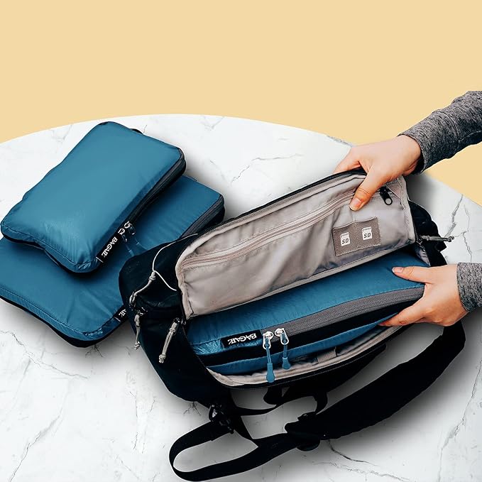 BAGAIL 5 Set Ultralight Compression Packing Cubes Travel Accessories Expandable Packing Organizers(Teal)