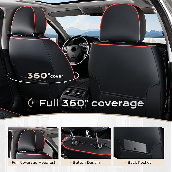Coverado Front Seat Covers, Wear-Resistant Stain-Proof Cushions, Universal Fit for Most Vehicles, Waterproof Car Seat Protect
