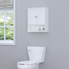 Spirich Bathroom Cabinet Wall Mounted with Doors, Wood Hanging Cabinet with Doors and Shelves Over The Toilet, Bathroom Wall 