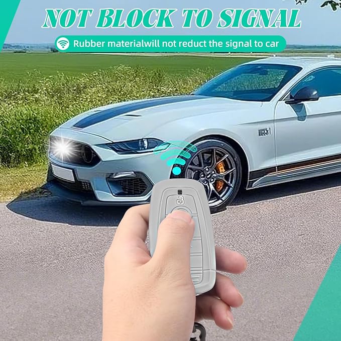 2 Pcs Silicone Key Fob Cover for Ford with Keychain, Soft Key Case Shell Full Protection for Explorer Fusion Escape Edge Expe