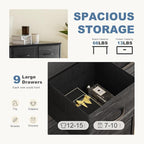 DUMOS 9 Drawer Dresser for Bedroom, Fabric Storage Organizer with Sturdy Metal Frame, Wooden Top Chest of Drawers for Closet 