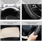 5D Honeycomb Knight White Car Steering Wheel Cover,14.5-15 Inch Universal Carbon Fibre Leather Covers Breathable Anti-Slip Od
