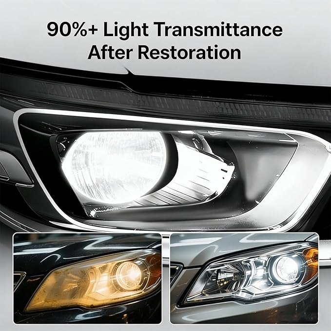 Headlight Restoration Kit, Car Headlight Cleaner, No Power Tools Needed Spray & Wipe, Restores Clarity & Shine, Long-Lasting 