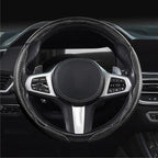 Steering Wheel Cover Carbon Fiber Car Steering Wheel Cover Accessories 14.5-15 inch Universal (Black)