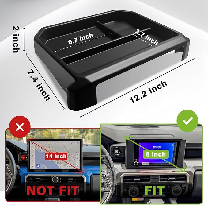 Muslogy Dashboard Storage Box for 2024 2025 2026 Tacoma & 2025 2026 4Runner Accessories Center Console Organizer w/ 8-inch Screen for SR SR5 TRD PreRunner TRD Sport Off-Road Pro Trailhunter (Red)