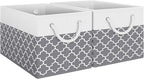 Fab totes Storage Bins [2-Pack], Foldable Storage Baskets for Organizing Toys, Books, Shelves, Closet, Large Storage Box with
