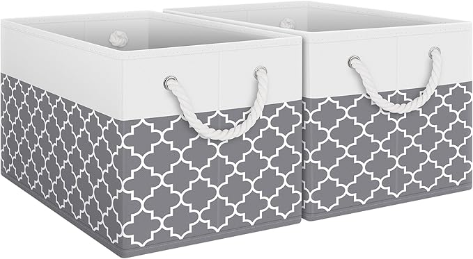 Fab totes Storage Bins [2-Pack], Foldable Storage Baskets for Organizing Toys, Books, Shelves, Closet, Large Storage Box with
