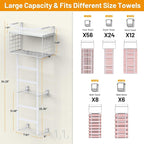 Towel Racks for Bathroom Wall Mounted, 4 tire Bath Towel Storage - with 2 Pack Towel Shelf and Floating Shelves Over Toilet, 