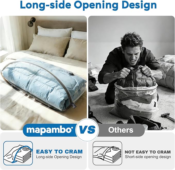 Mapambo Travel Vacuum Bags with -60000Pa LED Electric Pump, 12 Pack Vacuum Seal Bags for Clothing Travel in 3 Combo sizes, Sp