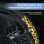 ZHOL Animal Texture Leather Steering Wheel Cover, Built-in Non-Slip Rubber Ring, Non-Toxic, Odorless, Not Fade, Suitable for 