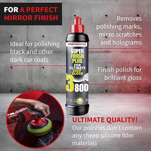 menzerna High Gloss Swirl Remover Kit I Car polishing Set with Menzerna Super Finish 3800 (8oz) and 3.5 Inch Polishing Pad I Brillant Gloss Kit for All Types of Vehicles