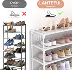 LANTEFUL 10 Tiers Shoe Rack 50 Pairs Large Capacity Tall Shoe Organizer Sturdy Shoe Storage with Two Hooks Space Saving Metal