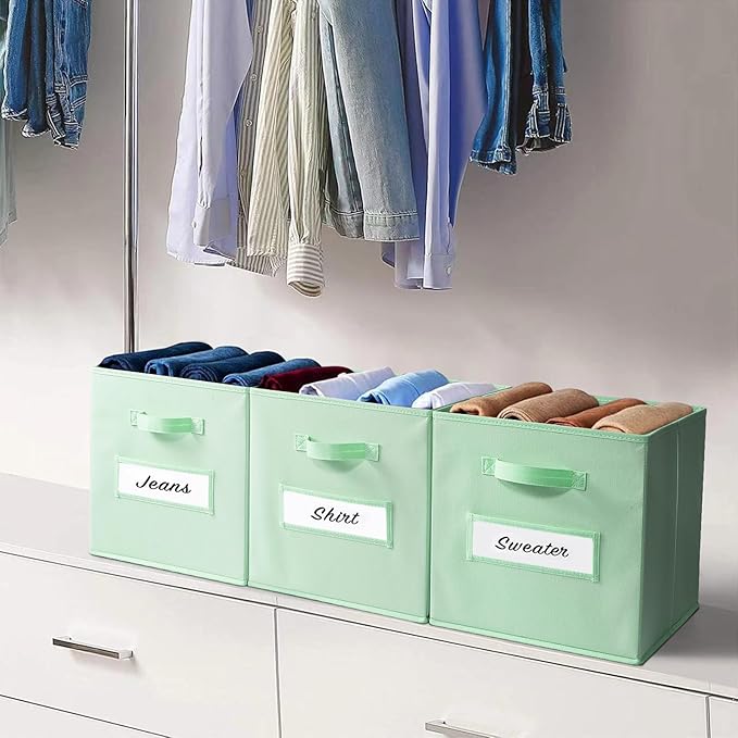 artsdi 13x13x13 storage cube bins(Set of 8) Fabric storage cubes with 8 Labels Window Cards & a Pen, storage cubes 13x13, Col