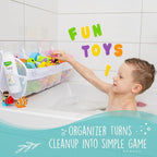 Comfylife Large Bath Toy Organizer – 3 Compartment Bath Toy Holder for Bathtub & Shower – Quick-Dry Mesh with 4 Strong Adhesi