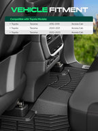 YHTAUTO Floor Mats Fit 2016-2023 Toyota Tacoma Access Cab, TPE All Weather Car Mats Waterproof Anti-Slip Odorless Floor Liner, Interior Car Accessories Front & 2nd Row Liner