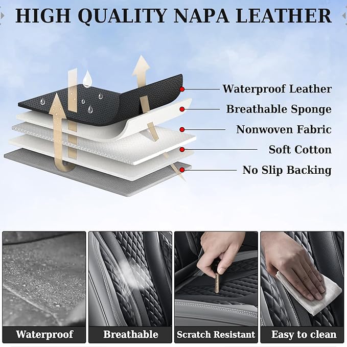 Coverado Car Seat Covers, Back Car Seat Cover, 3-Pieces Leather Seat Cover, Luxury Car Seat Cushion, Luxury Seat Cover Seat P